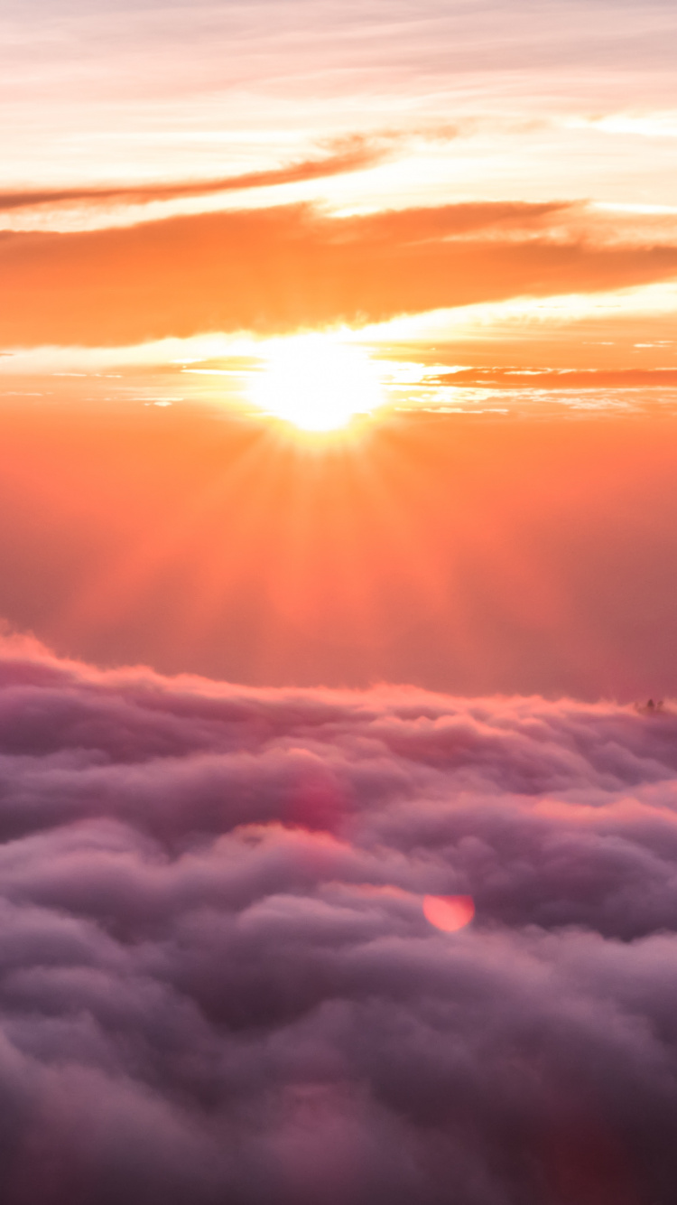 Обои облако, закат, восход солнца, дневное время, атмосфера в разрешении 750x1334