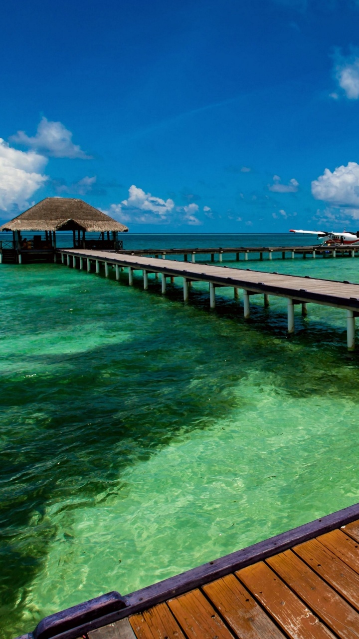 Обои море, природа, Пирс, природный ландшафт, синий в разрешении 720x1280