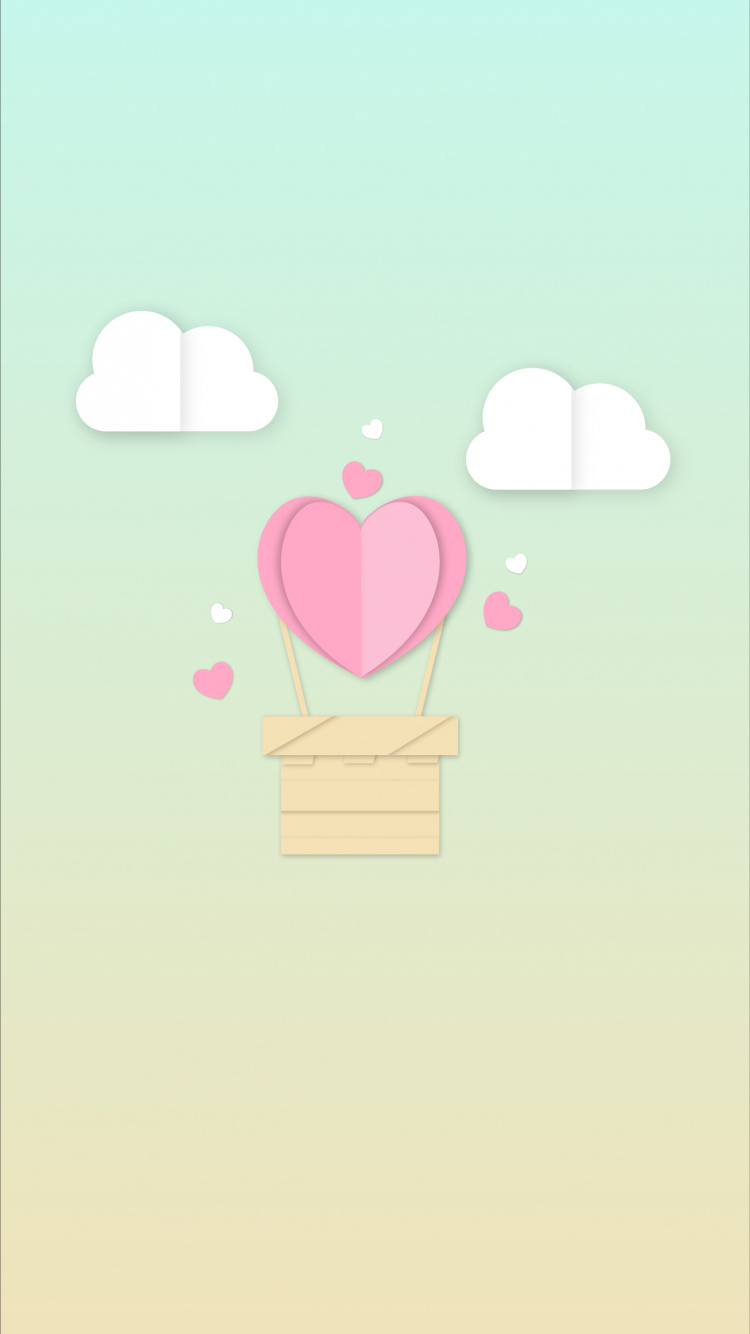 Обои сердце, воздушный шар, розовый, линия, ингредиент в разрешении 750x1334