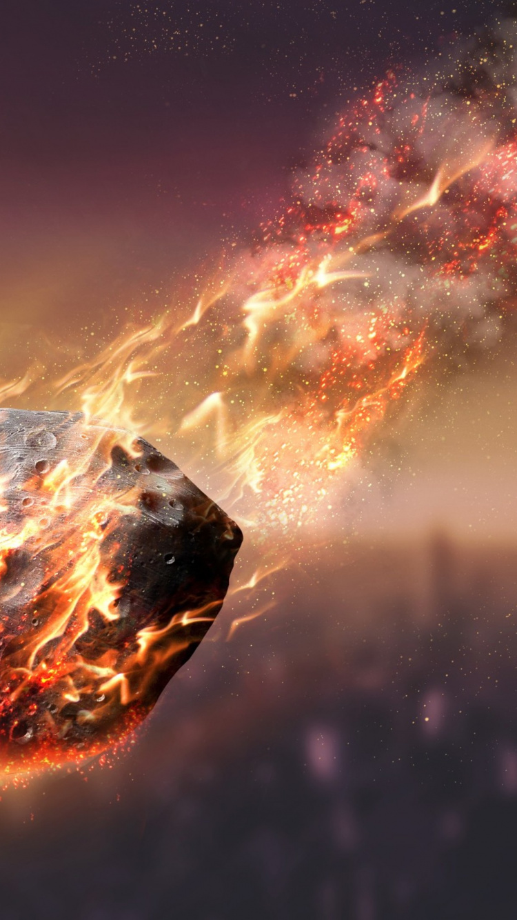 Обои метеорит, земля, астрономический объект, атмосфера, космическое пространство в разрешении 750x1334