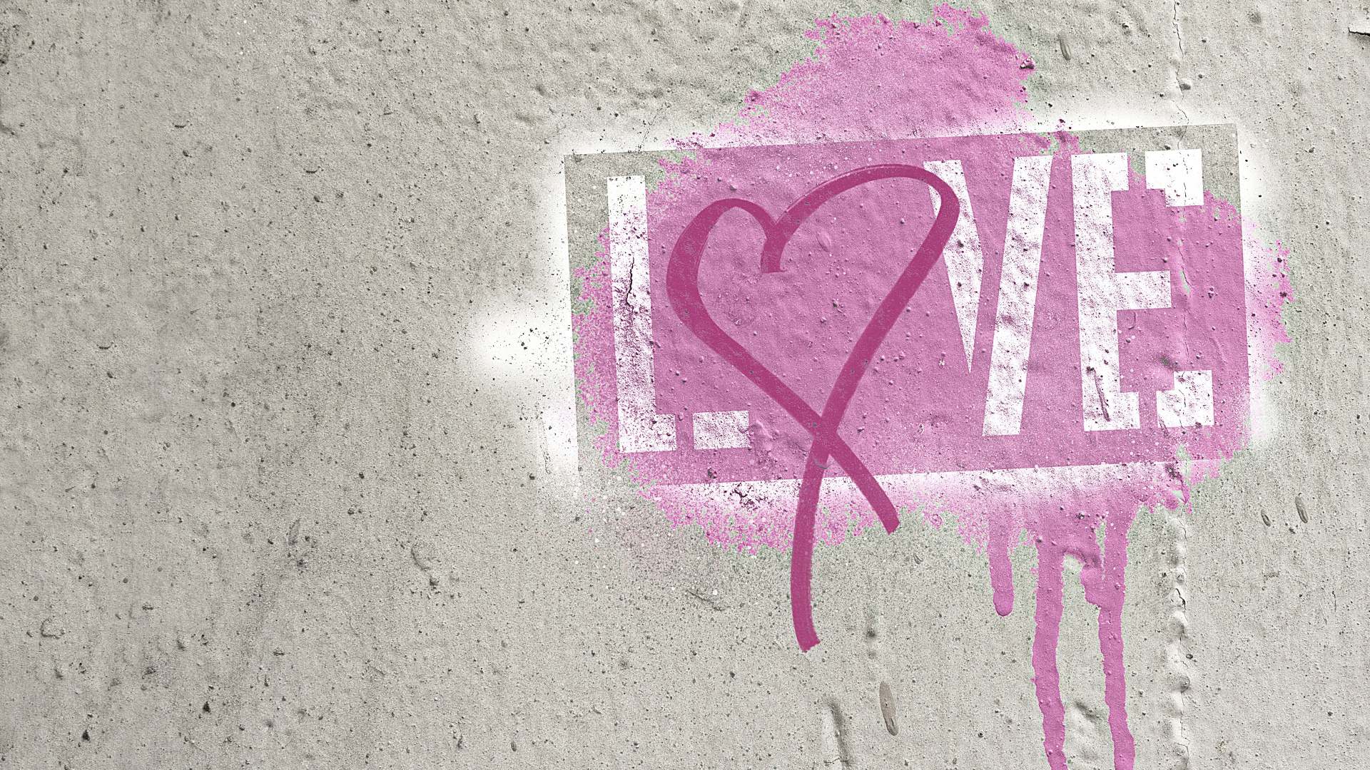 Обои розовый, текст, стена, сердце, пурпурный цвет в разрешении 1920x1080