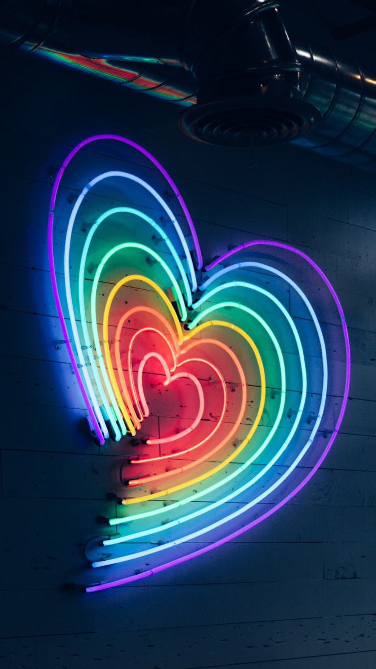 Обои неоновая вывеска, свет, неон, неоновое освещение, графика в разрешении 750x1334