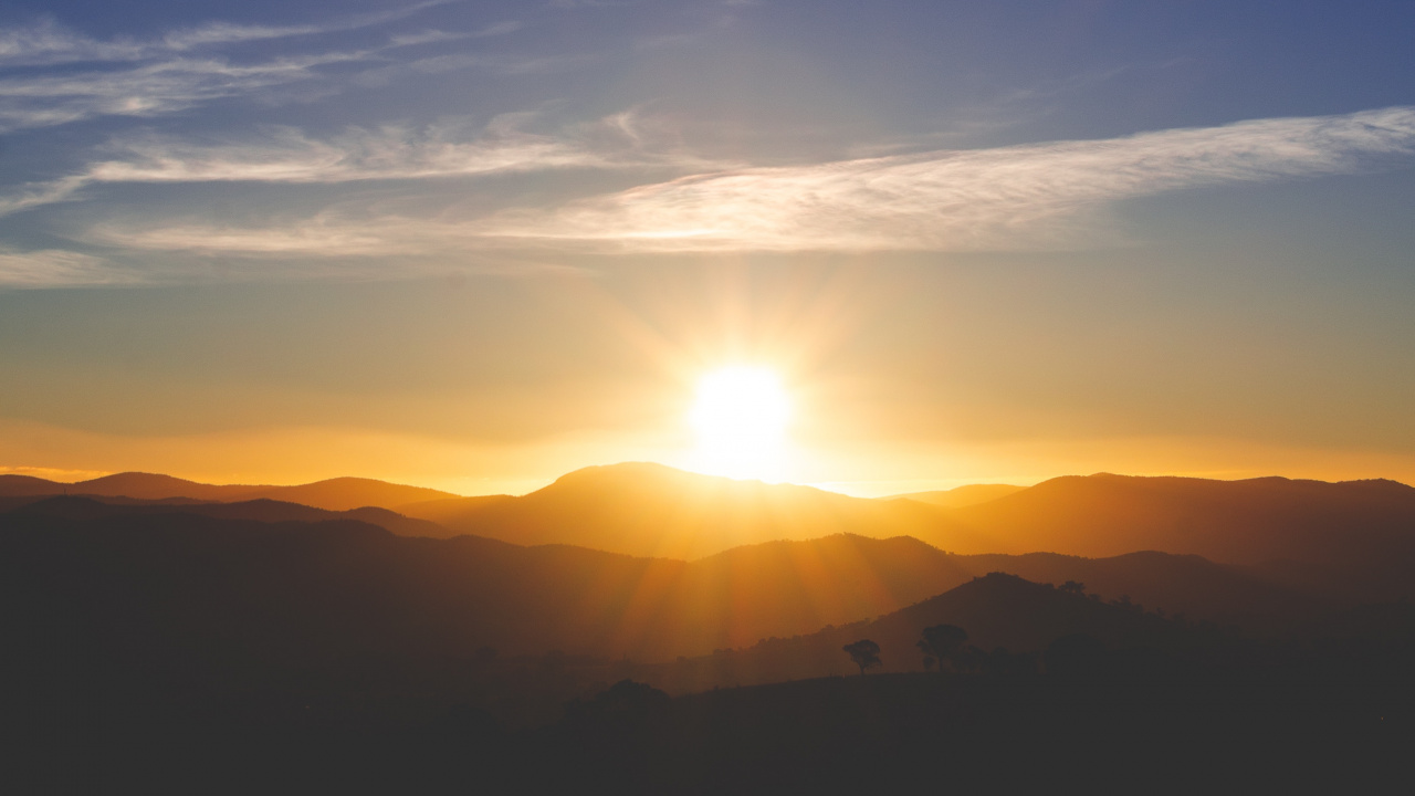 Обои горизонт, закат, восход солнца, атмосфера, солнце в разрешении 1280x720