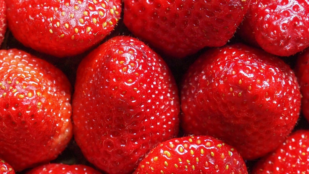 Обои клубника, фрукты, пища, растение, ингредиент в разрешении 1280x720