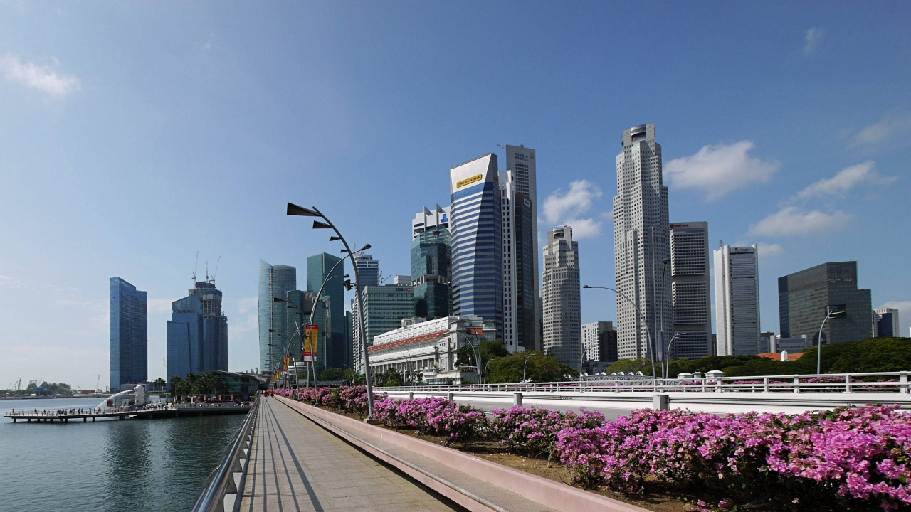 Обои Сингапур, город, городской пейзаж, линия горизонта, небоскреб в разрешении 1280x720