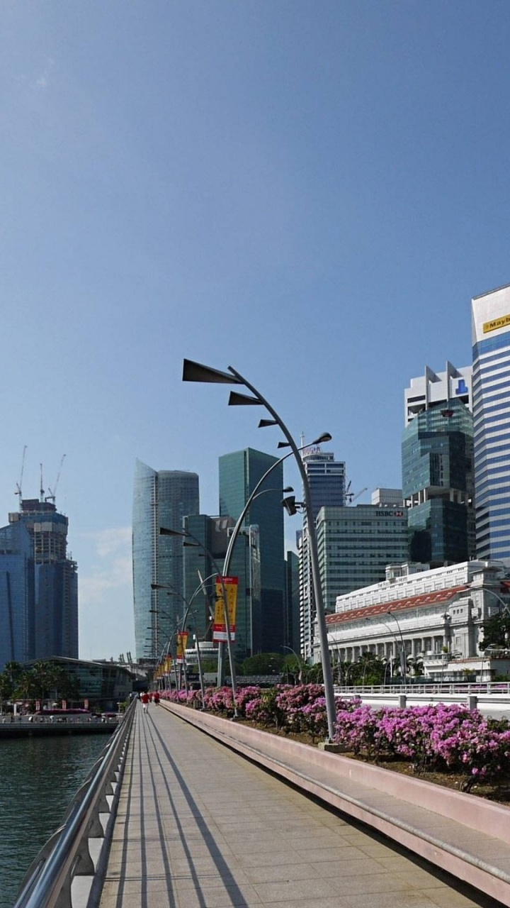 Обои Сингапур, город, городской пейзаж, линия горизонта, небоскреб в разрешении 720x1280