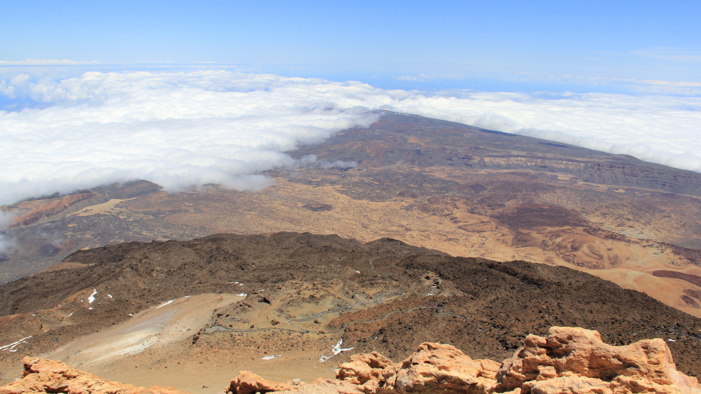 Обои национальный парк Тейде, плато, горный хребет, нагорье, горный рельеф в разрешении 1366x768