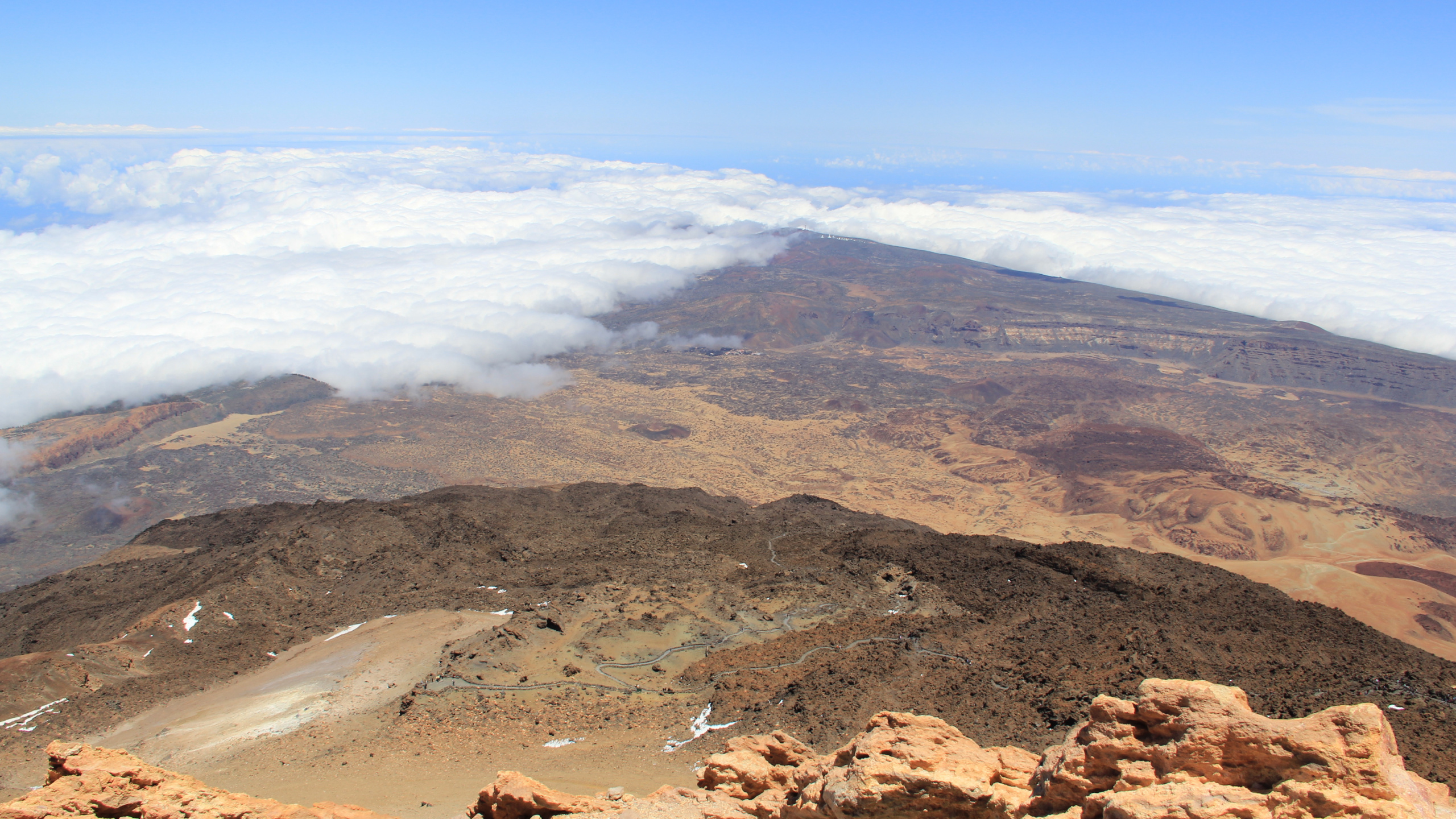 Обои национальный парк Тейде, плато, горный хребет, нагорье, горный рельеф в разрешении 2560x1440