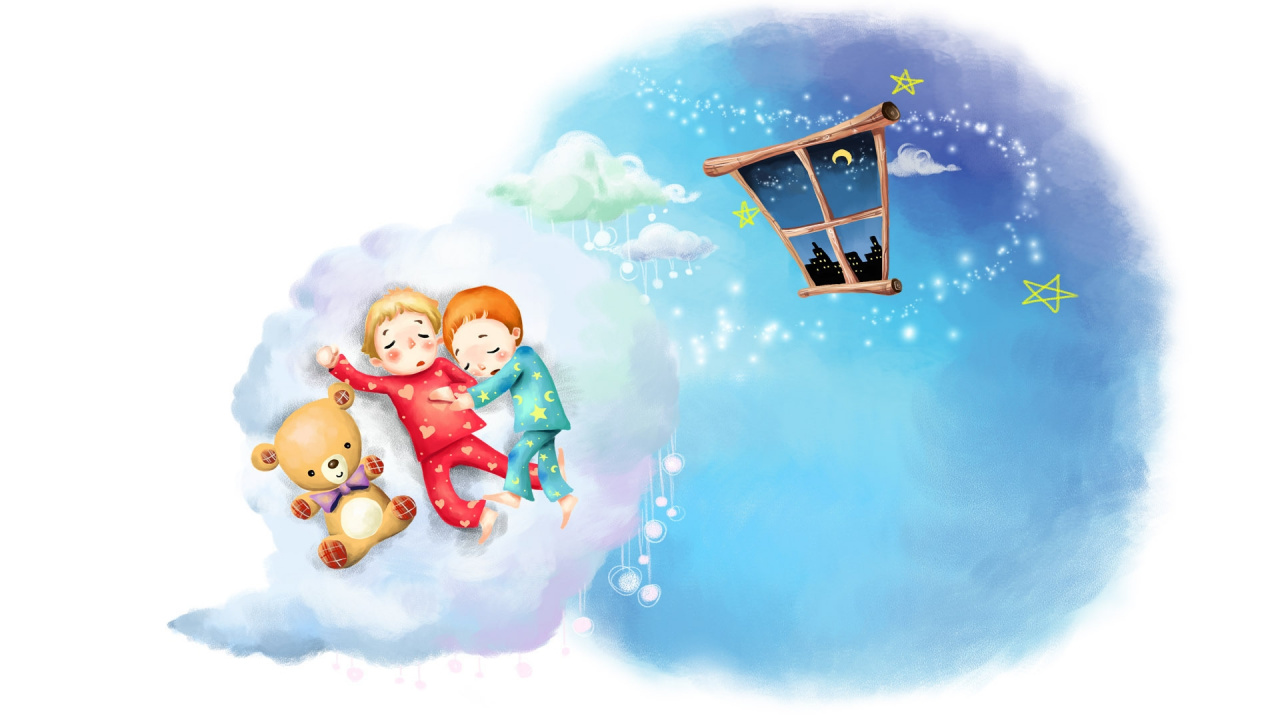 Обои иллюстрация, вечер, облако, Снеговик, поэзия в разрешении 1280x720