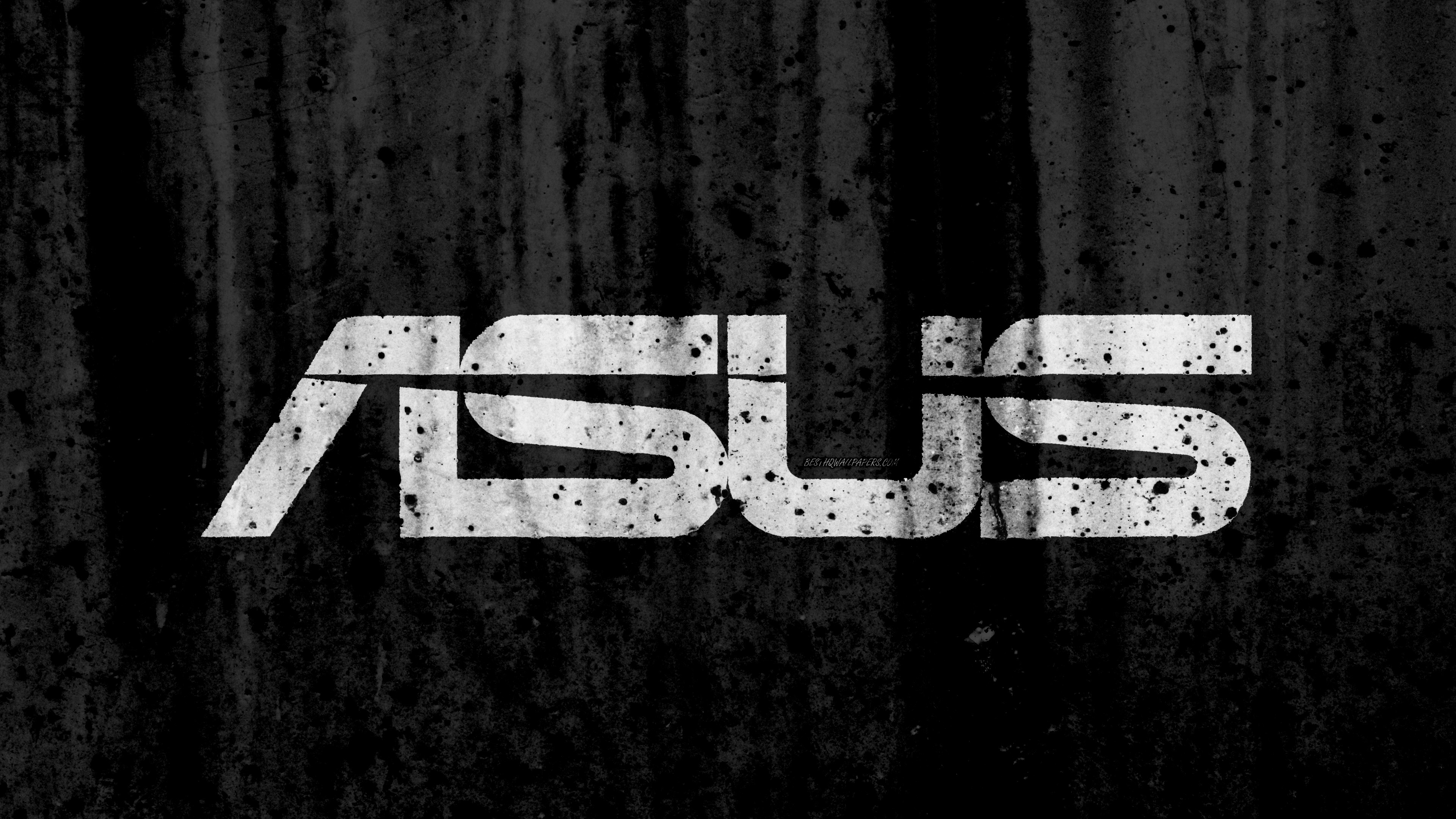 Обои asus, лого, текст, черный, монохромный в разрешении 3840x2160