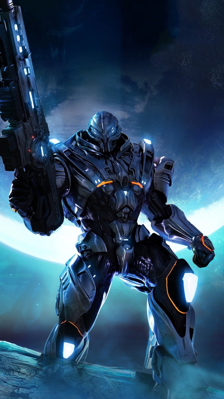 Обои солдат, компьютерная игра, игры, космос, фигурка в разрешении 720x1280