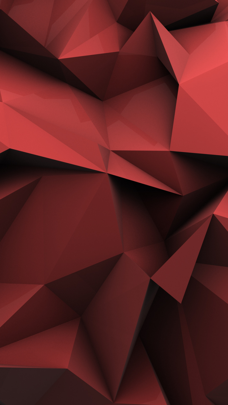 Обои Низкий поли, красный цвет, треугольник, узор, дизайн в разрешении 750x1334