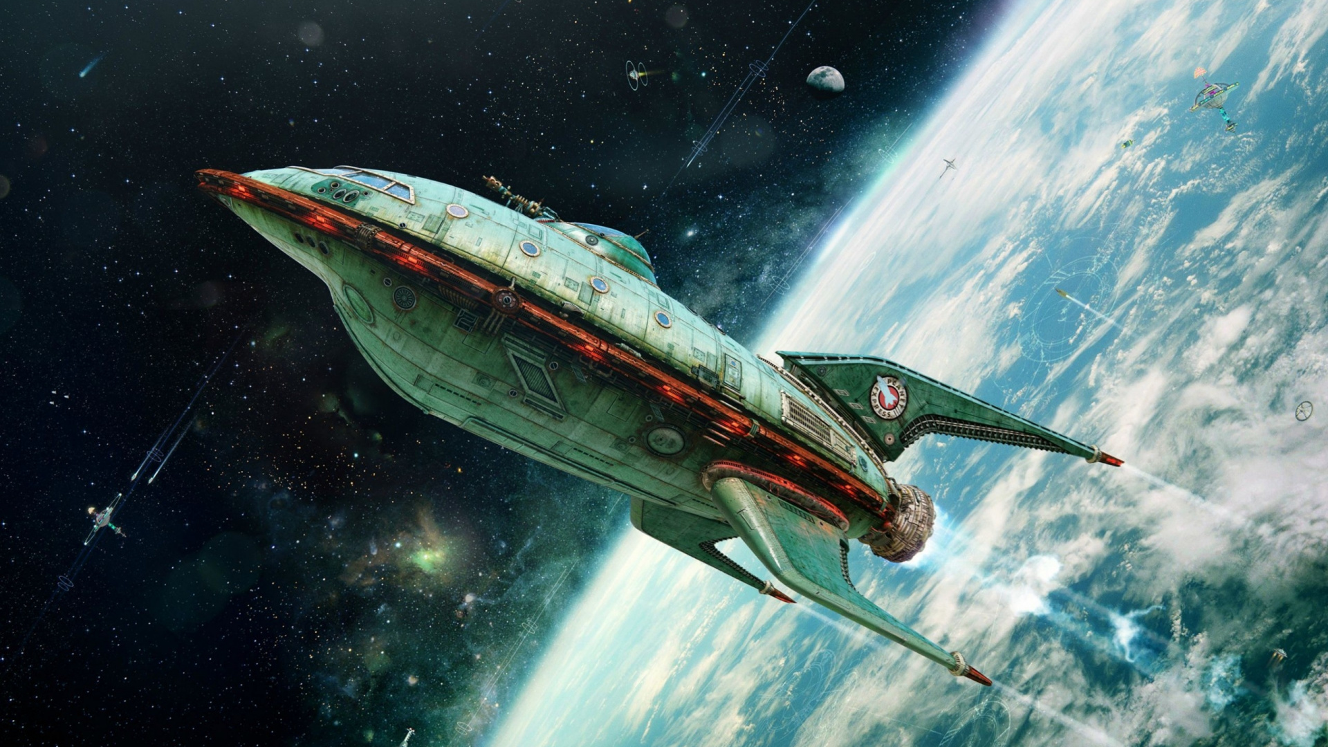 Обои Футурама пространства, Научная фантастика, планета экспресс, космический аппарат, неопознанный летающий объект в разрешении 1920x1080