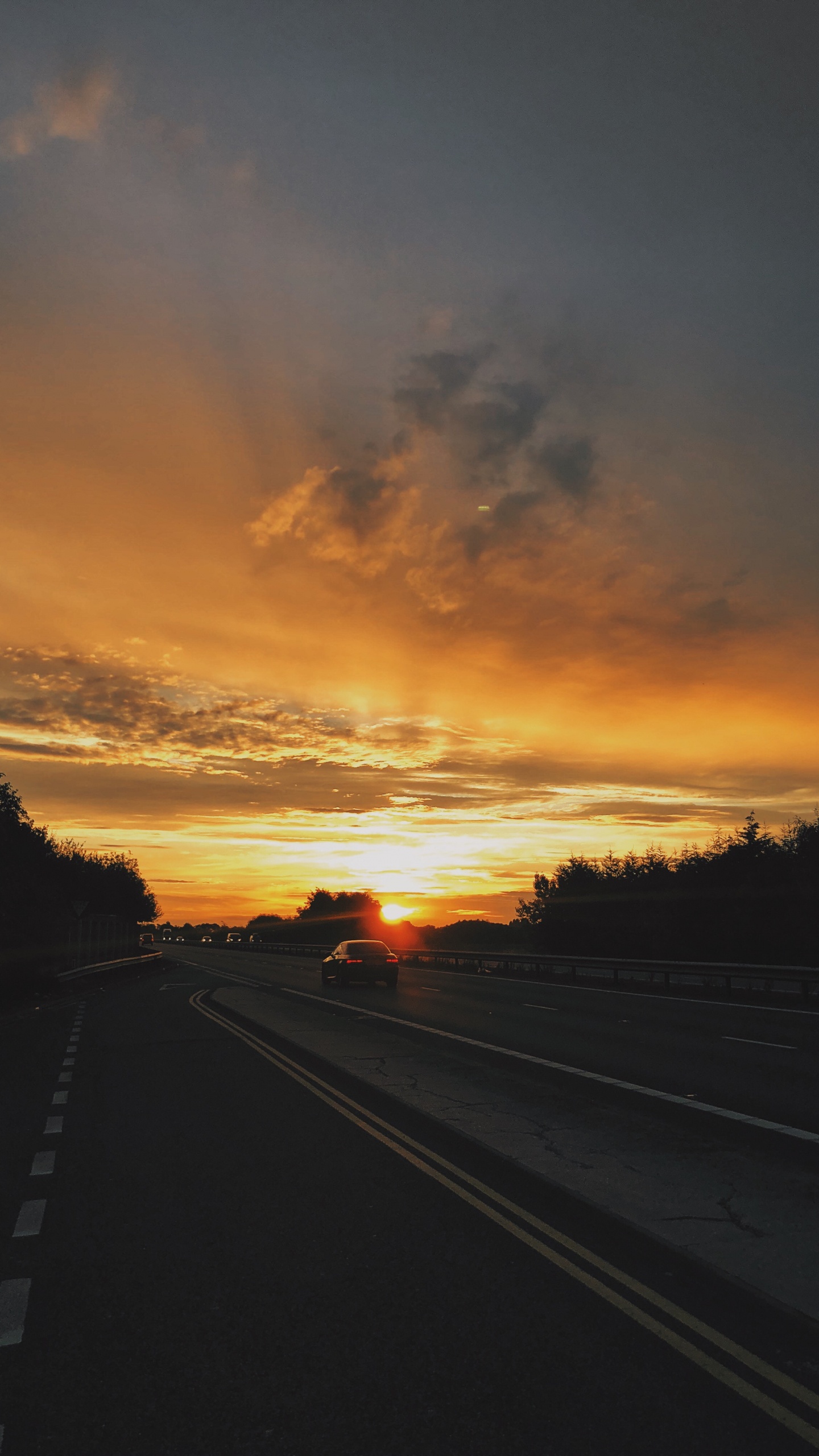 Обои облако, дорога, горизонт, закат, восход солнца в разрешении 1440x2560