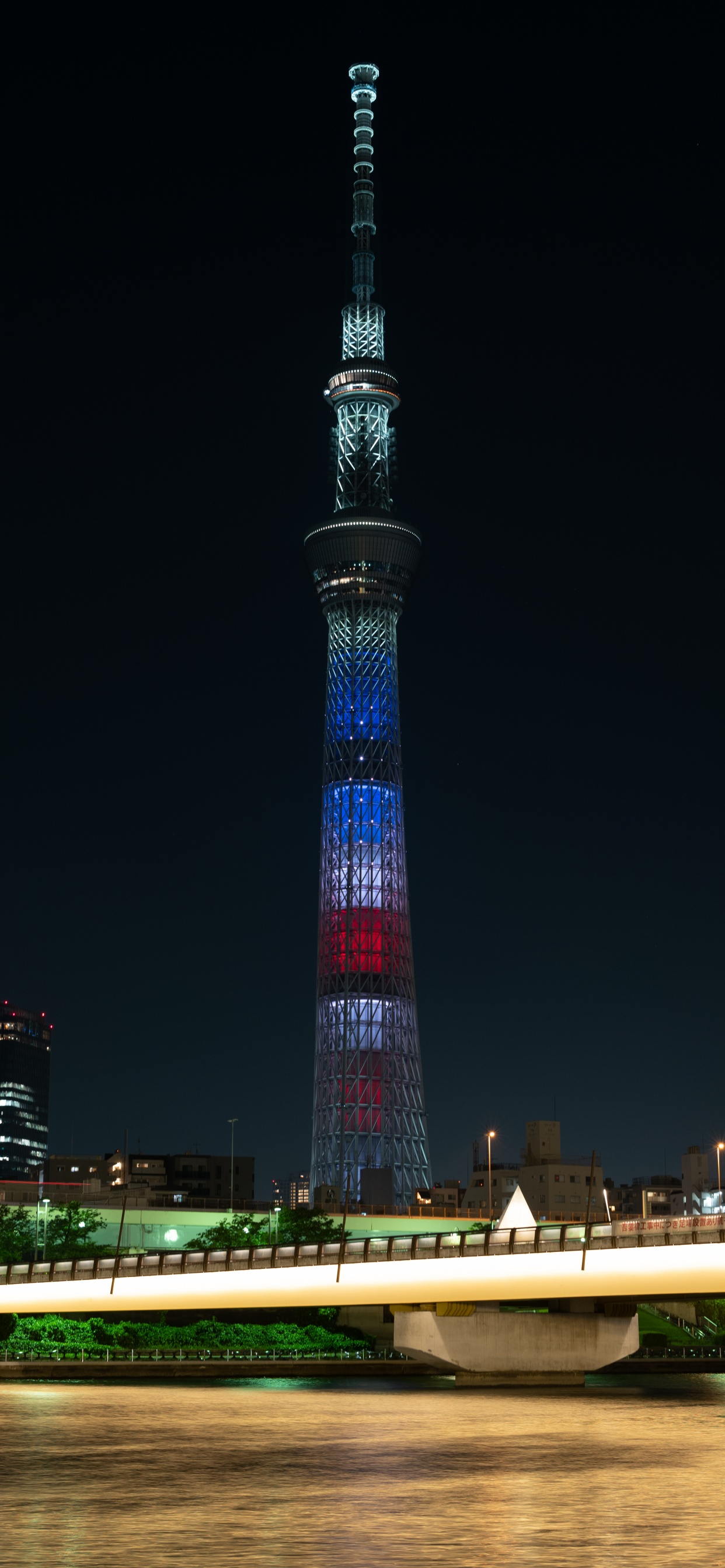 Обои вышка, ориентир, ночь, город, небоскреб в разрешении 1242x2688