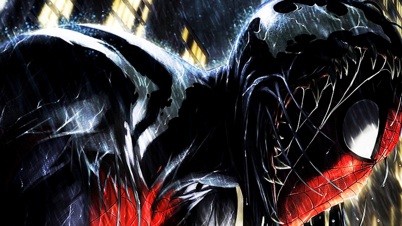 Обои человек-паук, веном, комиксы Марвел, комиксы, симбионт в разрешении 1366x768