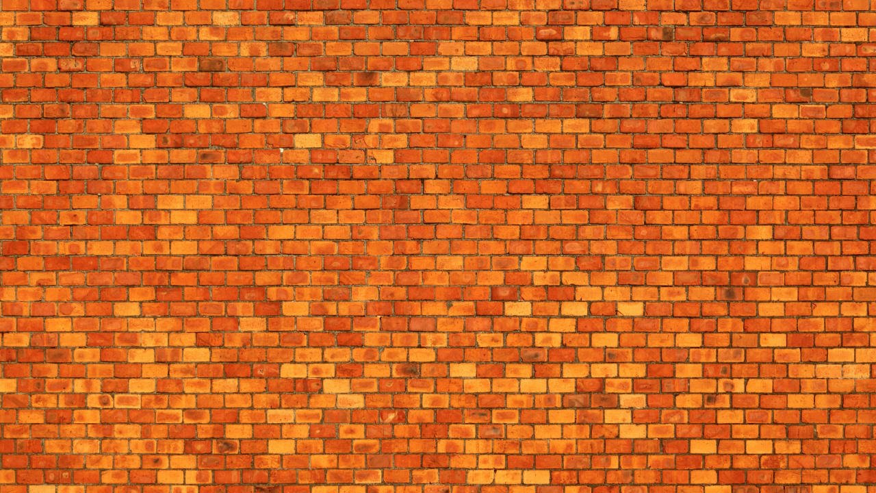 Обои кирпич, стена, кирпичная кладка, Апельсин, узор в разрешении 1280x720