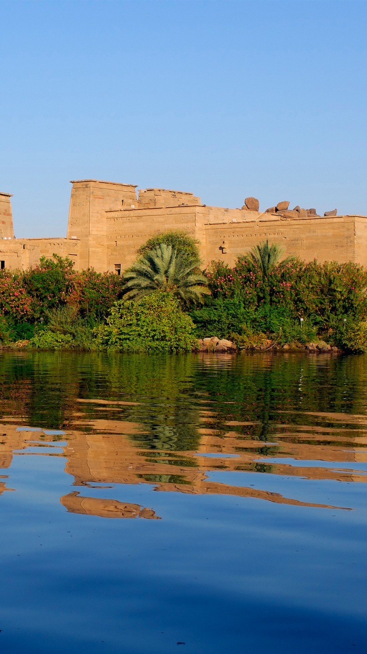 Обои Асуан, Нил, отражение, вода, фортификация в разрешении 720x1280