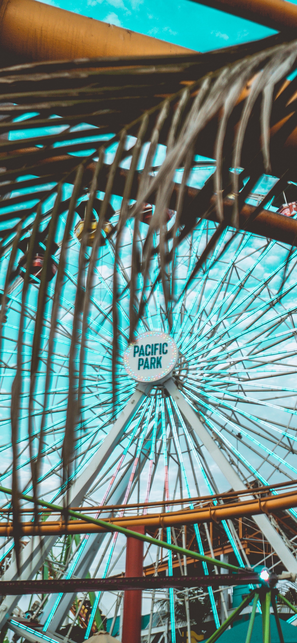 Обои колесо обозрения, парк развлечений, аттракцион, достопримечательность, колесо в разрешении 1242x2688