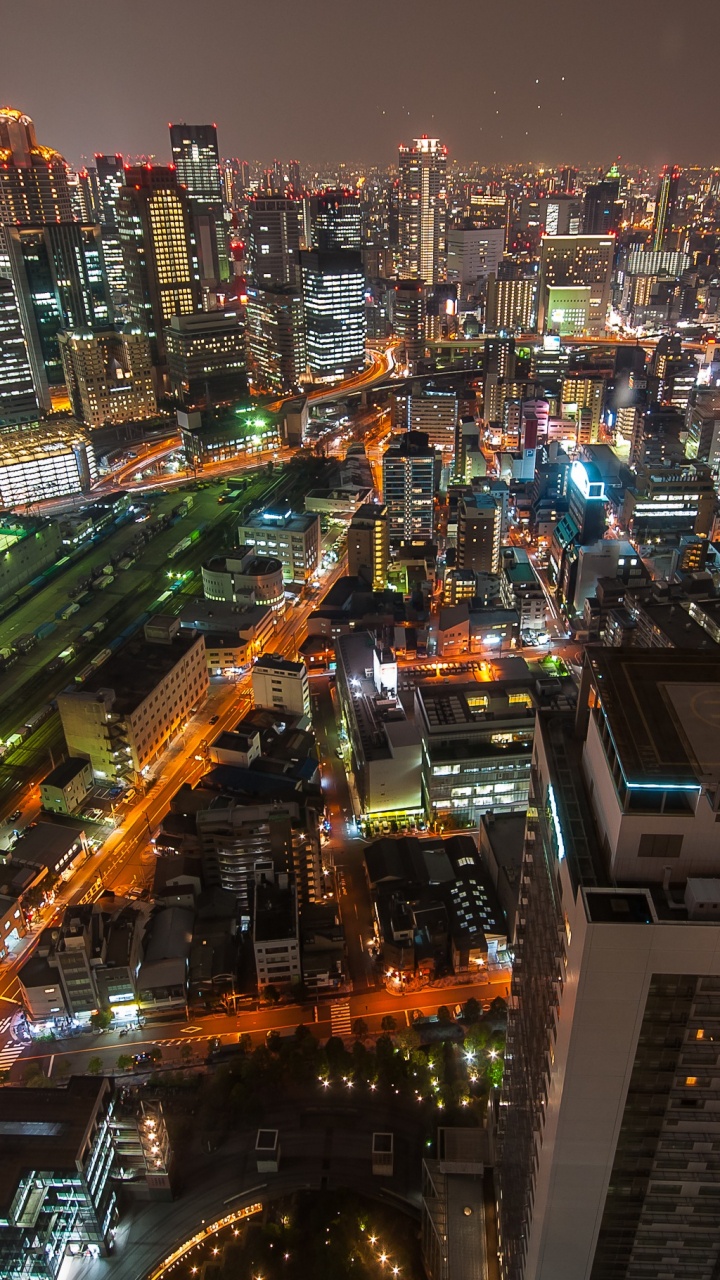 Обои городской пейзаж, метрополия, городской район, город, ночь в разрешении 720x1280