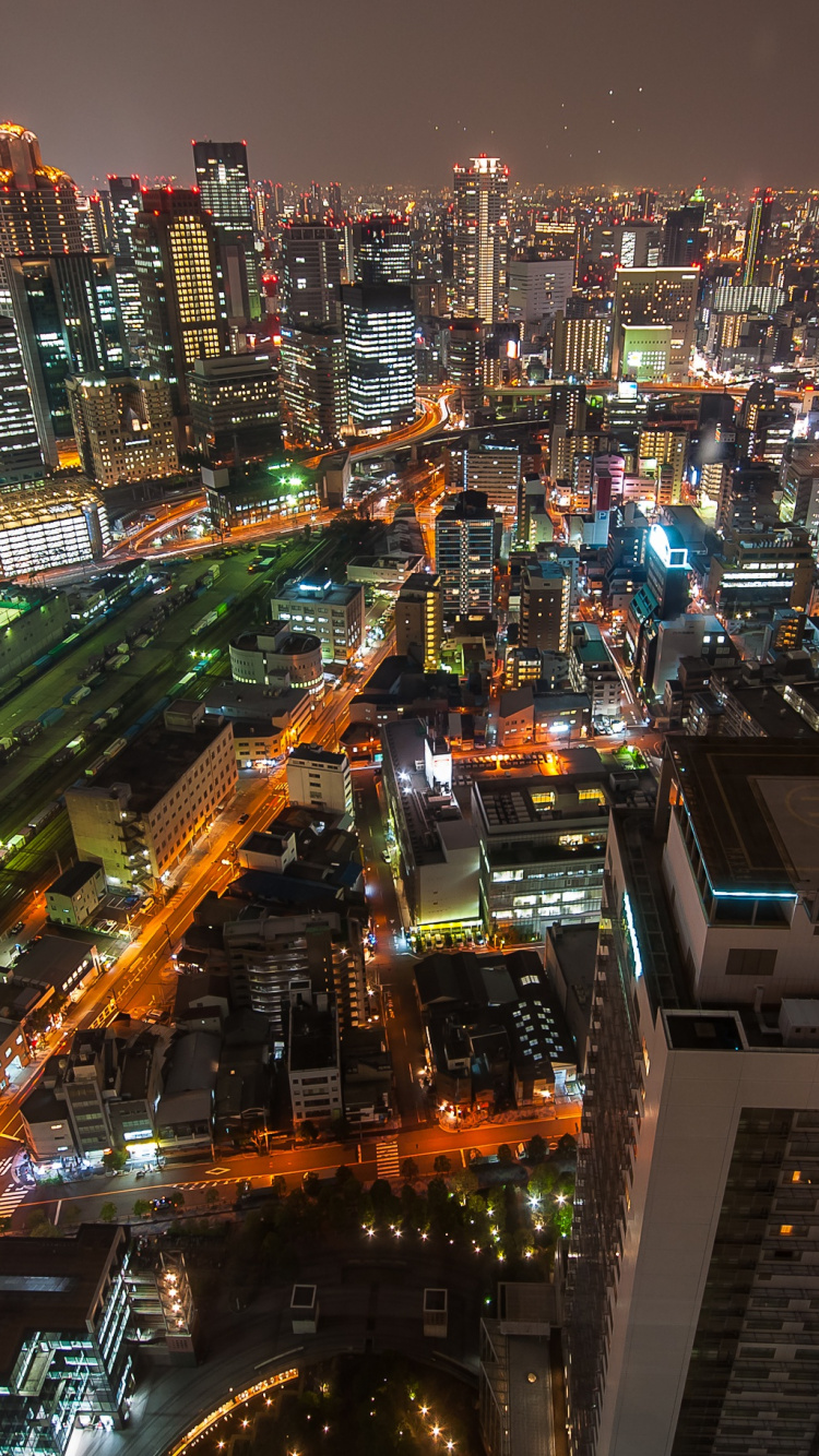 Обои городской пейзаж, метрополия, городской район, город, ночь в разрешении 750x1334