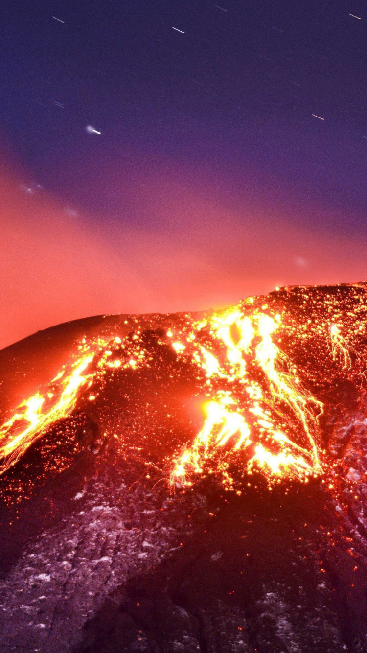 Обои Вильяррика, Кальбуко, вулкан, земля, лава в разрешении 750x1334