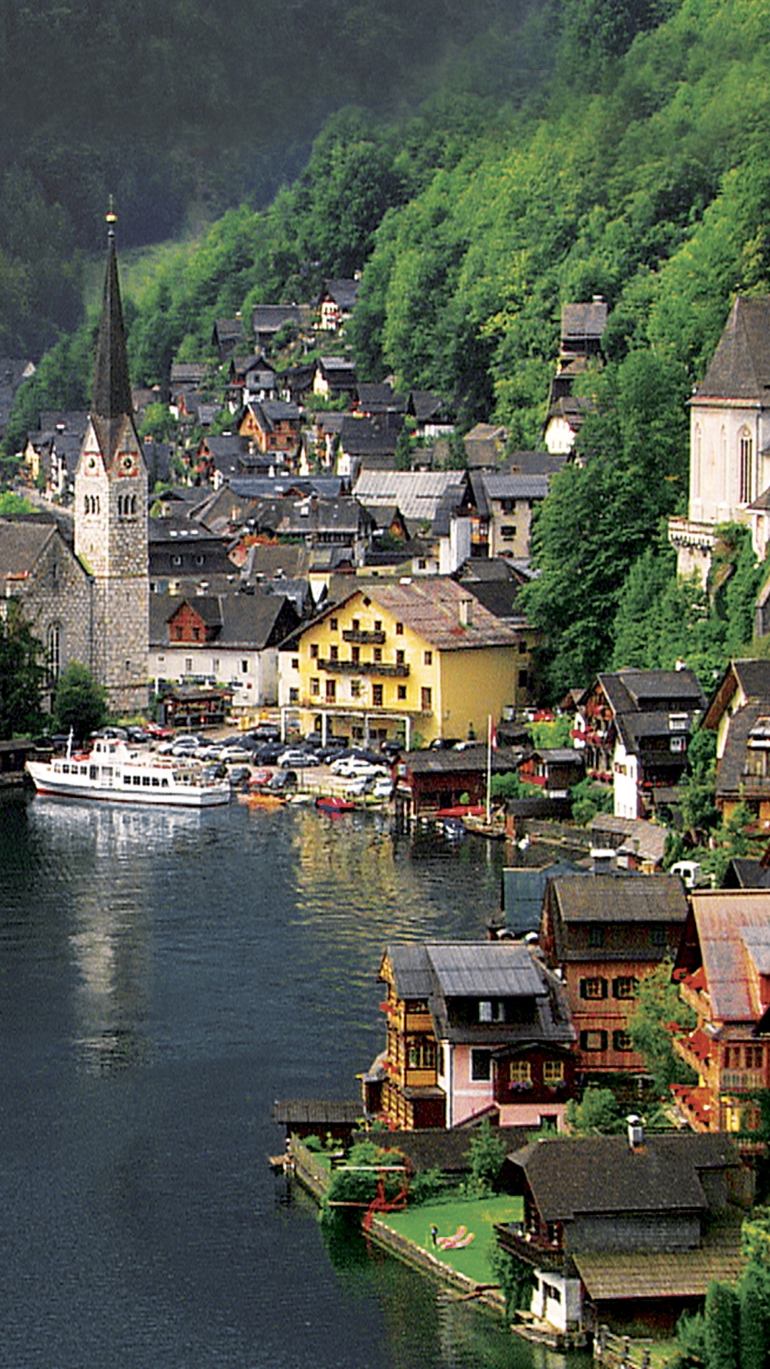 Обои горная деревня, городок, вода, реки, горная станция в разрешении 1080x1920