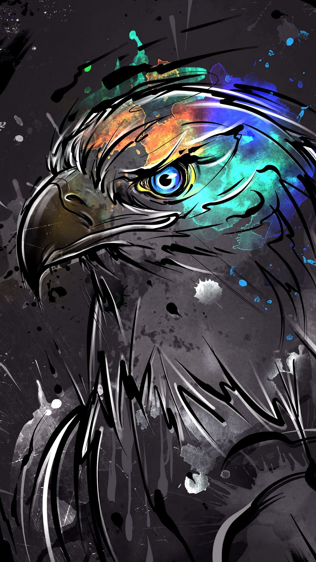 Обои Жив, птица, клюв, живопись, арт в разрешении 1080x1920