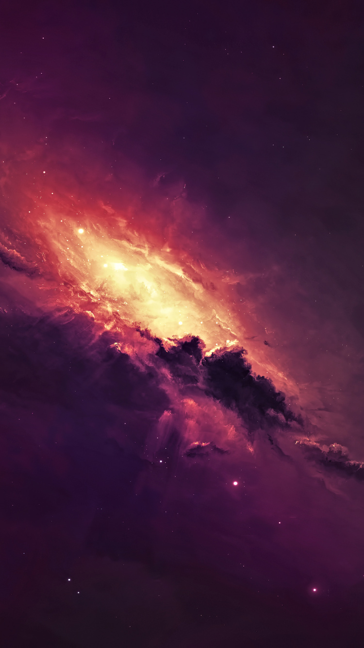 Обои спиральная Галактика, Галактика, атмосфера, пурпур, Фиолетовый в разрешении 750x1334