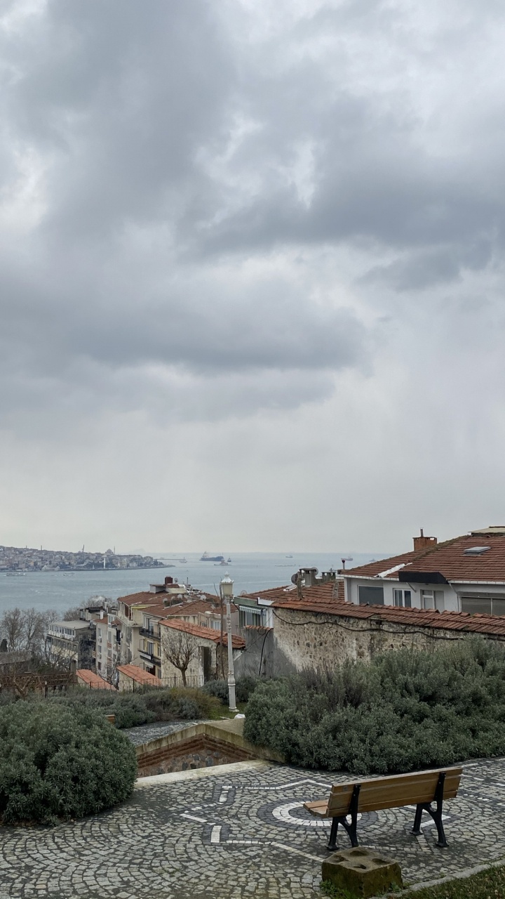 Обои облако, растение, вода, скамейка на открытом воздухе, окно в разрешении 720x1280