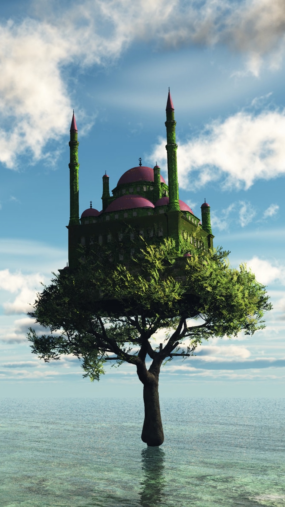 Обои дерево, море, облако, спокойный, отпуск в разрешении 1080x1920