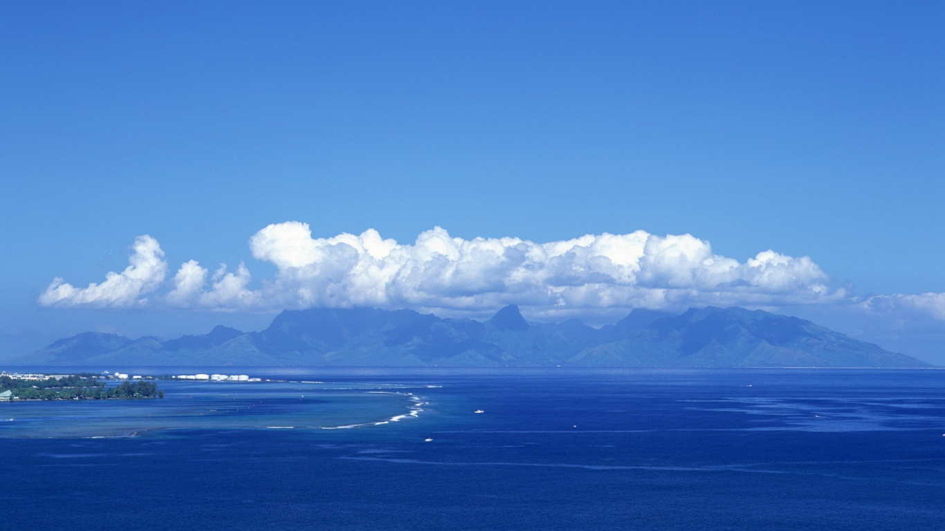 Обои статуя Гуань Инь, облако, море, океан, горизонт в разрешении 1366x768