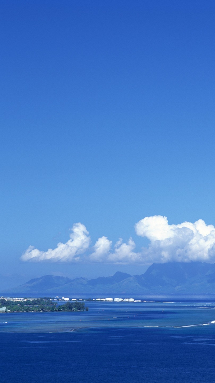 Обои статуя Гуань Инь, облако, море, океан, горизонт в разрешении 750x1334