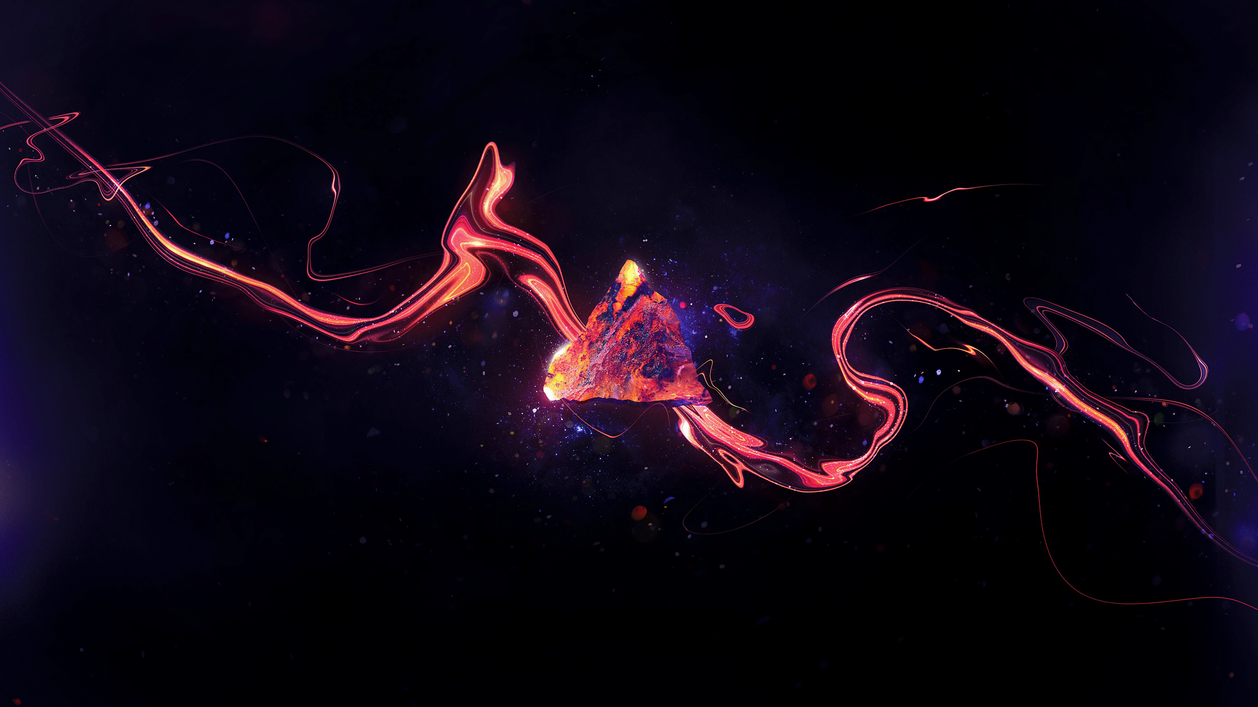 Обои черный, красный цвет, свет, вода, темнота в разрешении 2560x1440