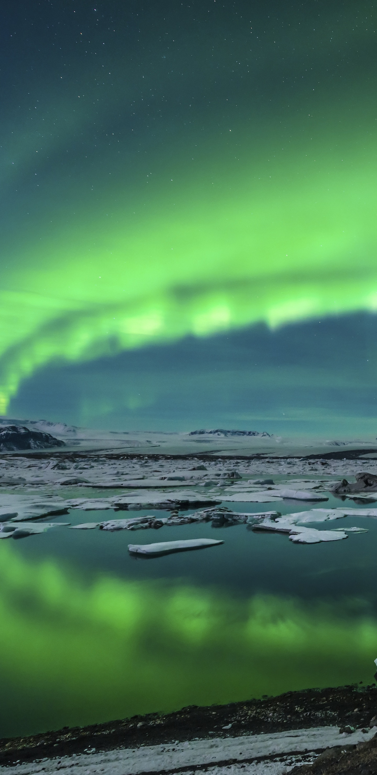 Обои Аврора, природа, атмосфера, пейзаж, Арктика в разрешении 1440x2960