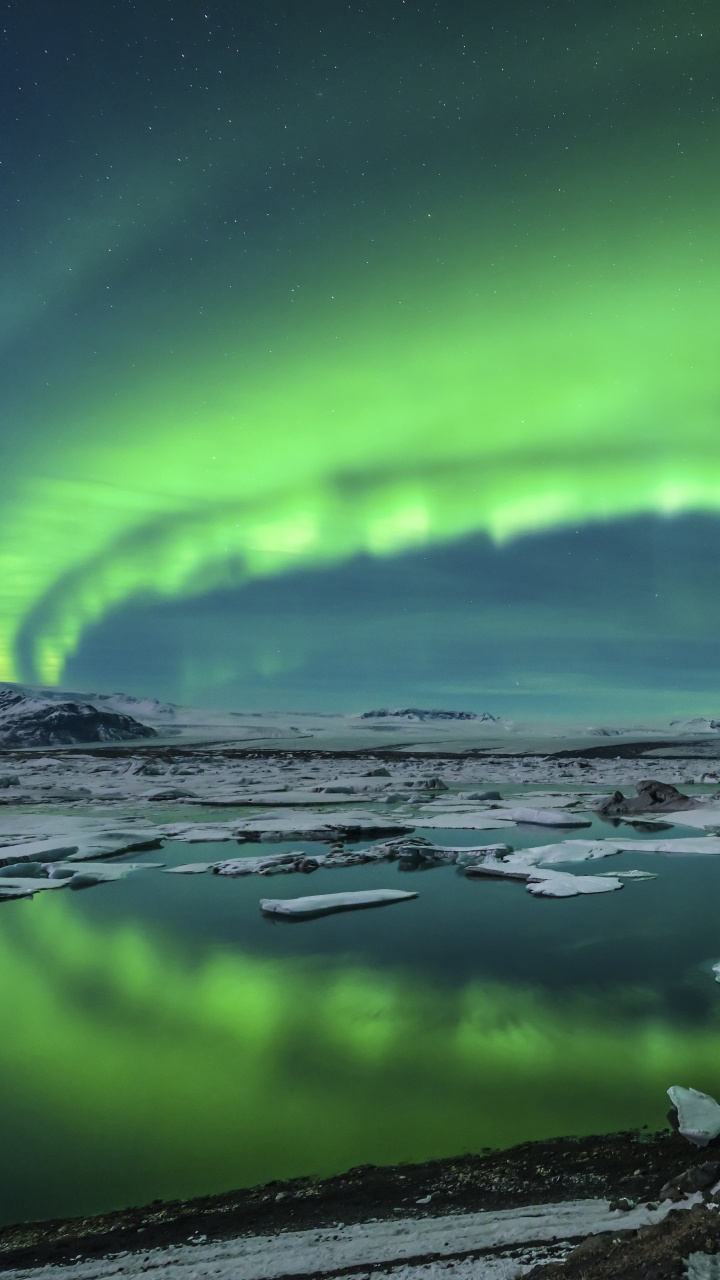 Обои Аврора, природа, атмосфера, пейзаж, Арктика в разрешении 720x1280