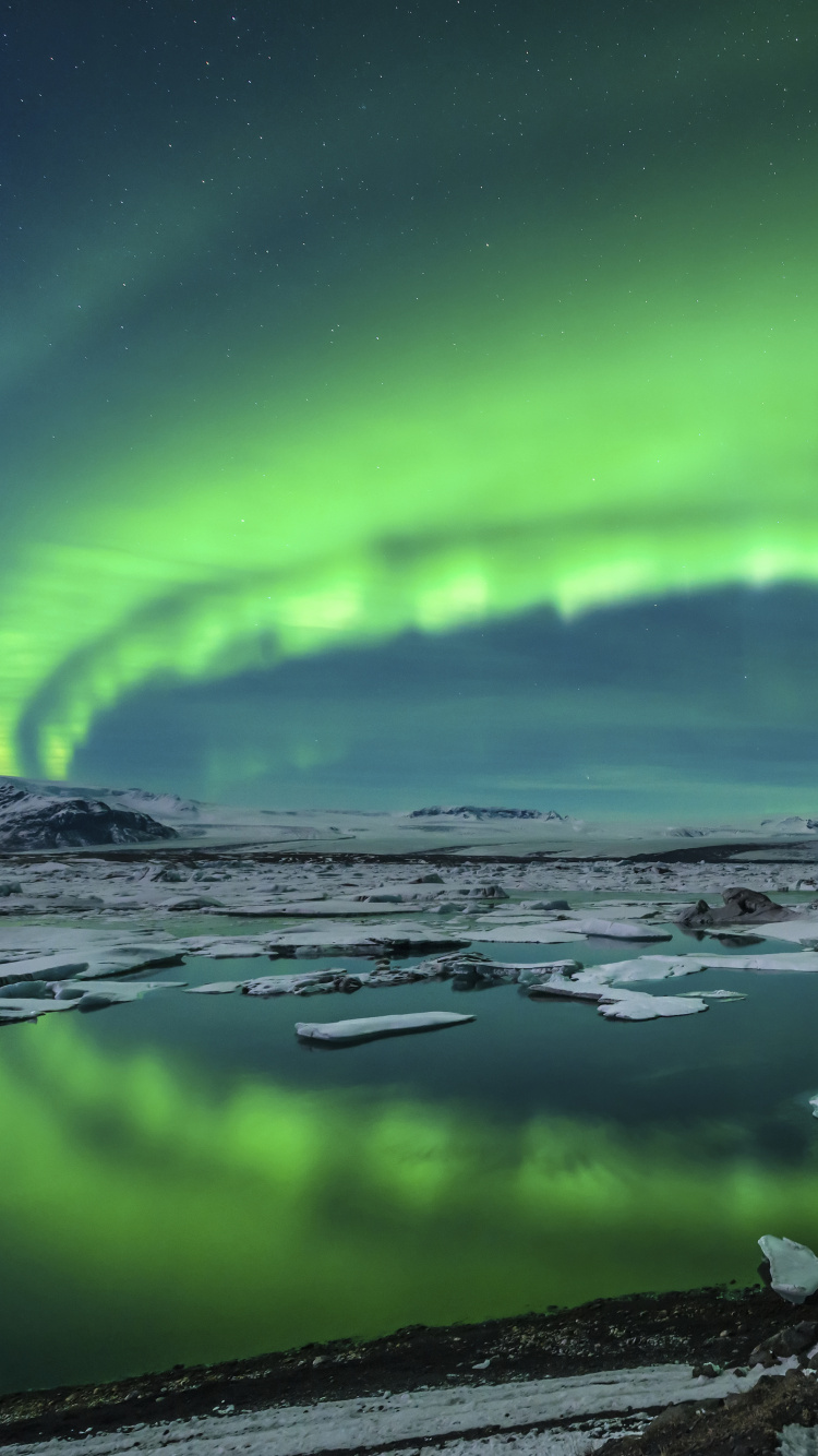 Обои Аврора, природа, атмосфера, пейзаж, Арктика в разрешении 750x1334