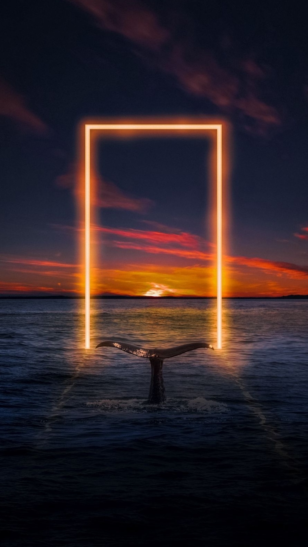 Обои горизонт, вода, облако, атмосфера, послесвечение в разрешении 1080x1920