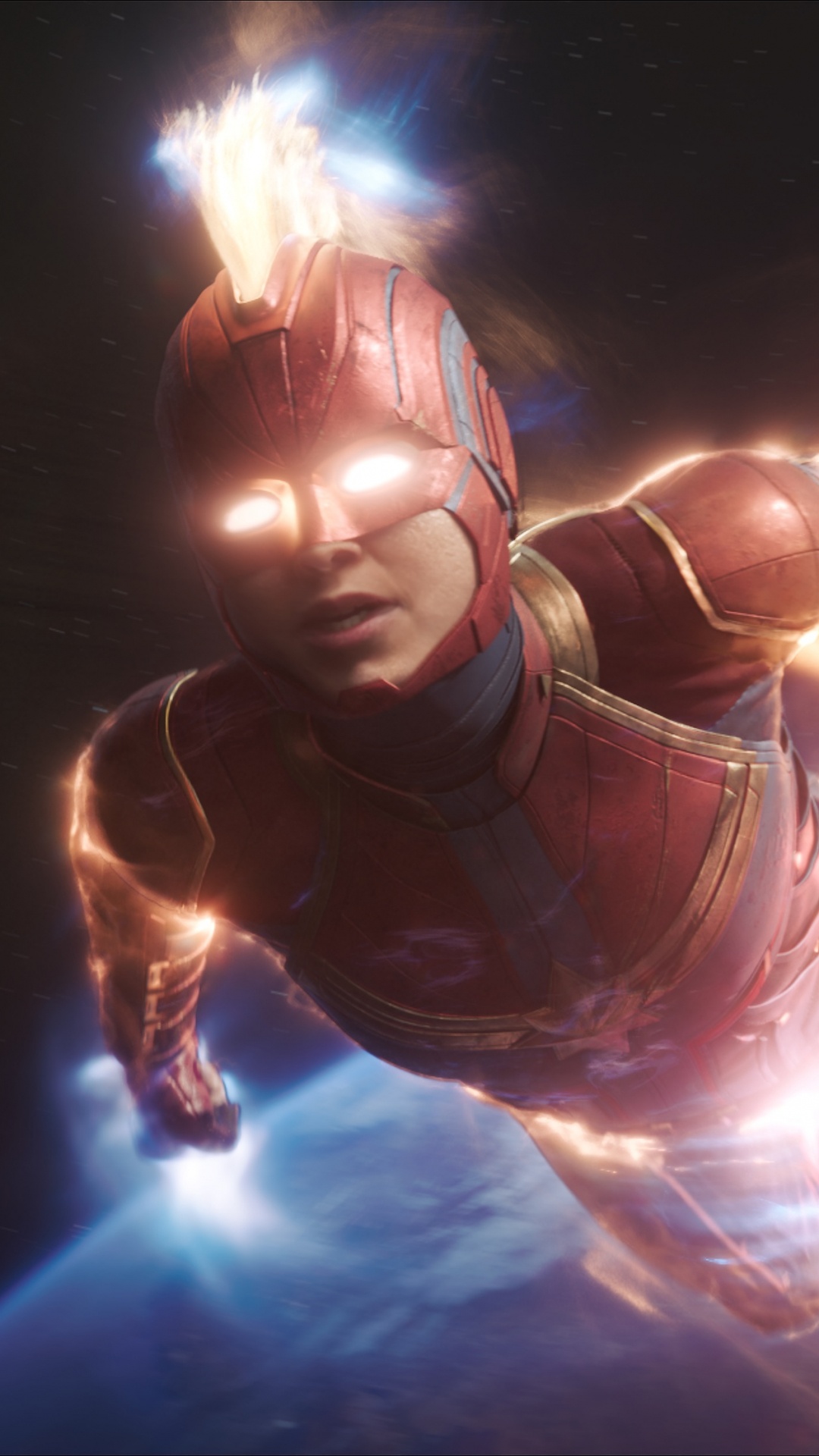 Обои Капитан Марвел, marvel, Студия Marvel, супергерой, свет в разрешении 1080x1920