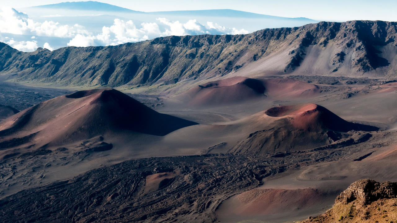 Обои Haleakal, вулкан, горный рельеф, гора, нагорье в разрешении 1280x720