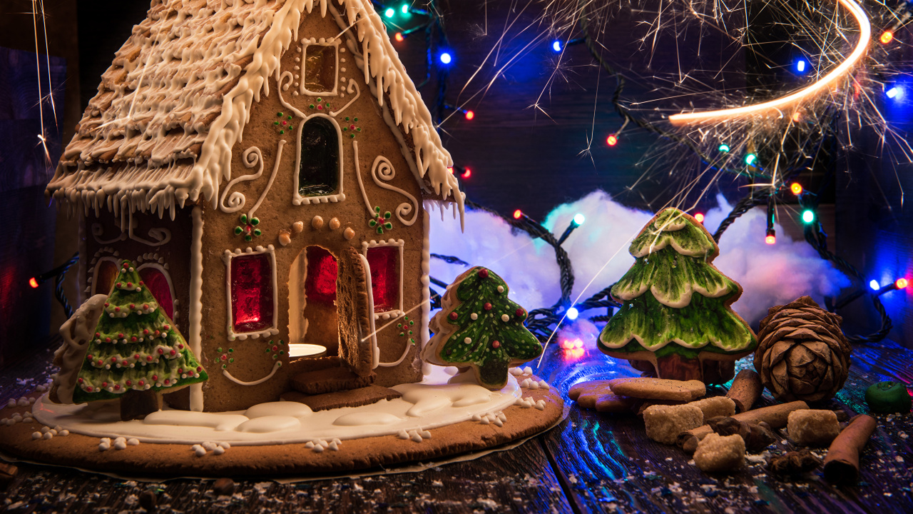 Обои Рождество, Рождественские украшения, Рождественские огни, событие, иллюстрация в разрешении 1280x720