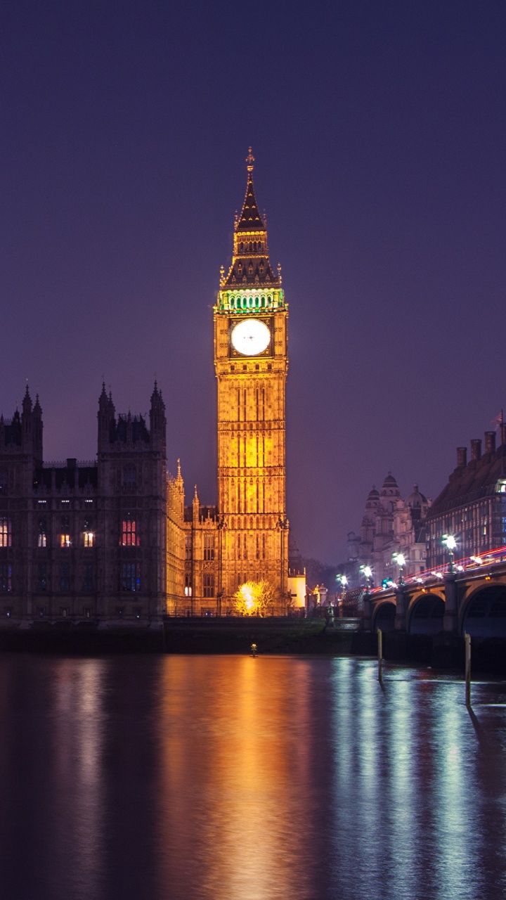 Обои здание парламента, вестминстерский дворец, Биг Бен, ориентир, ночь в разрешении 720x1280