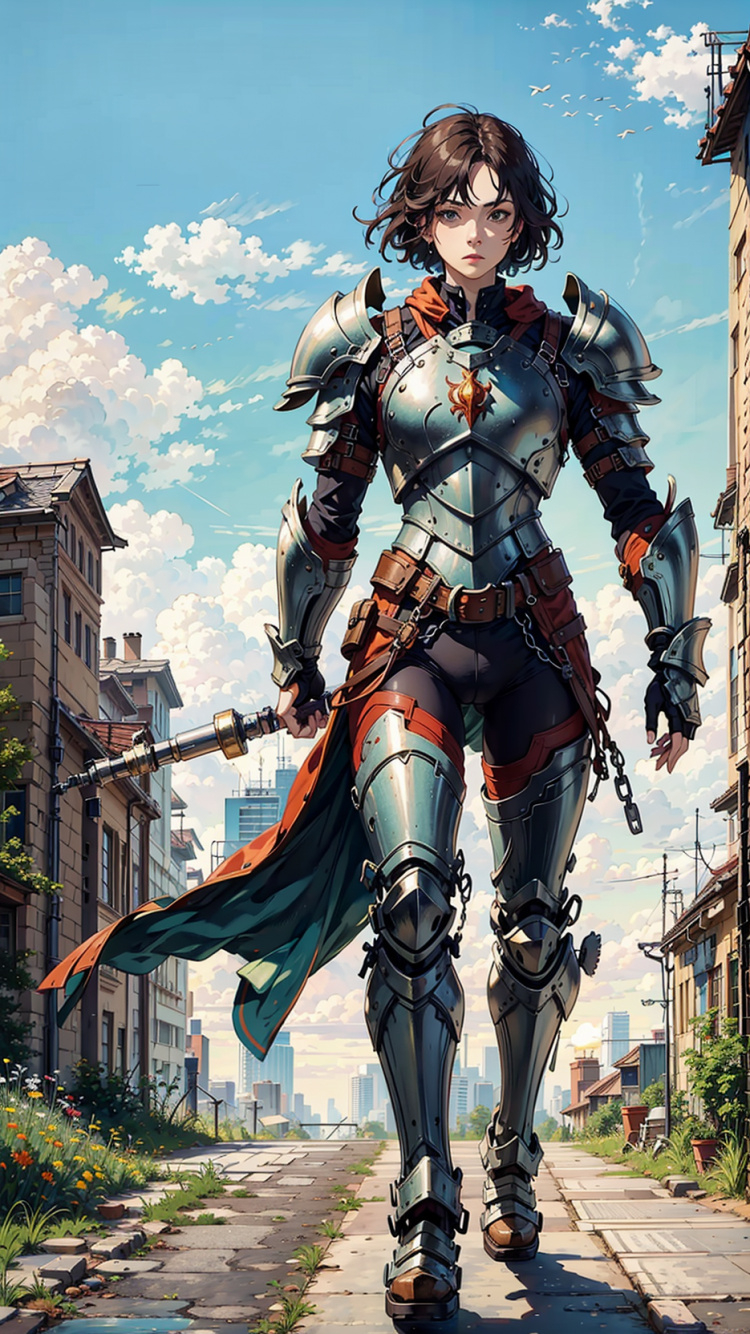 Обои женщина воин, иллюстрация, мультик, графика, фигурка в разрешении 750x1334