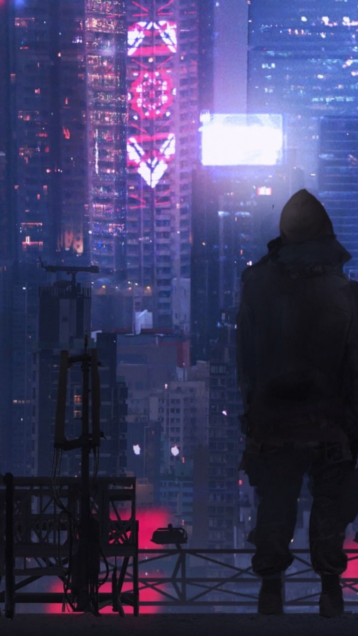 Обои Киберпанк, Киберпанк 2077, Киберпанк 2020, пурпурный цвет, пурпур в разрешении 720x1280