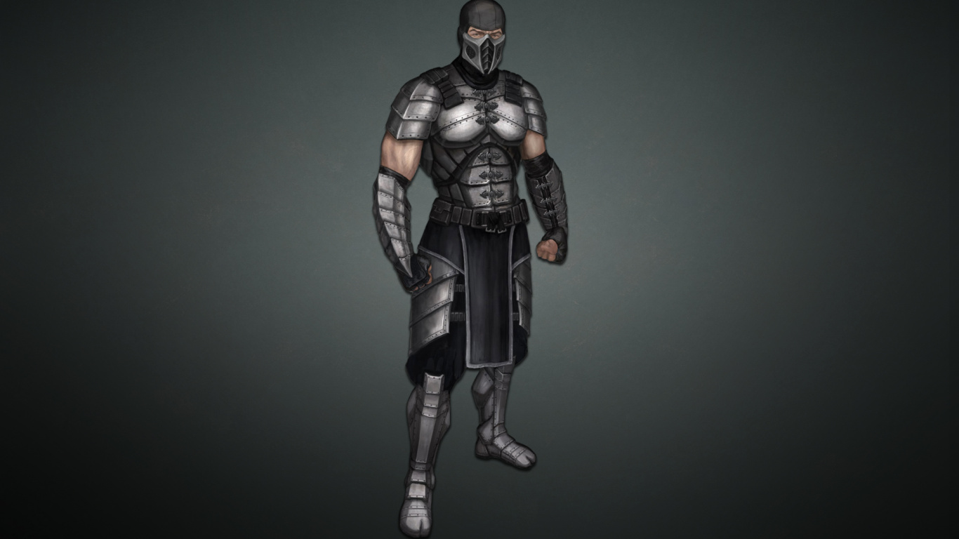 Обои mortal kombat x, дым, нуб сайбот, броня, верхняя одежда в разрешении 1366x768