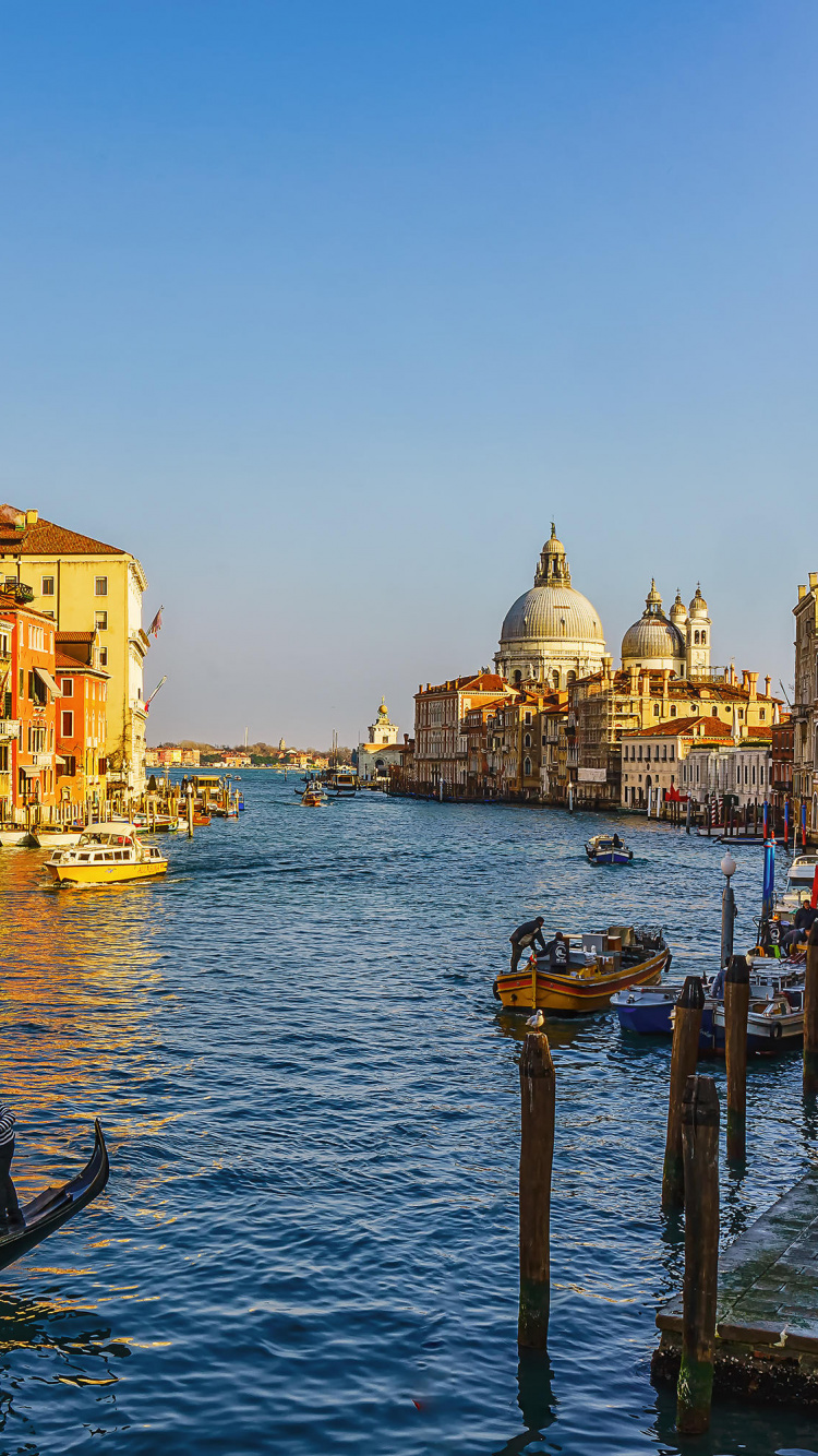 Обои Гранд-канал, канал, гондола, достопримечательность, водный путь в разрешении 750x1334