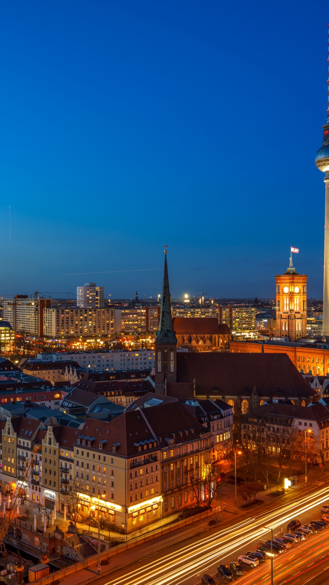 Обои Берлинский собор, ночь, город, городской пейзаж, городской район в разрешении 1080x1920