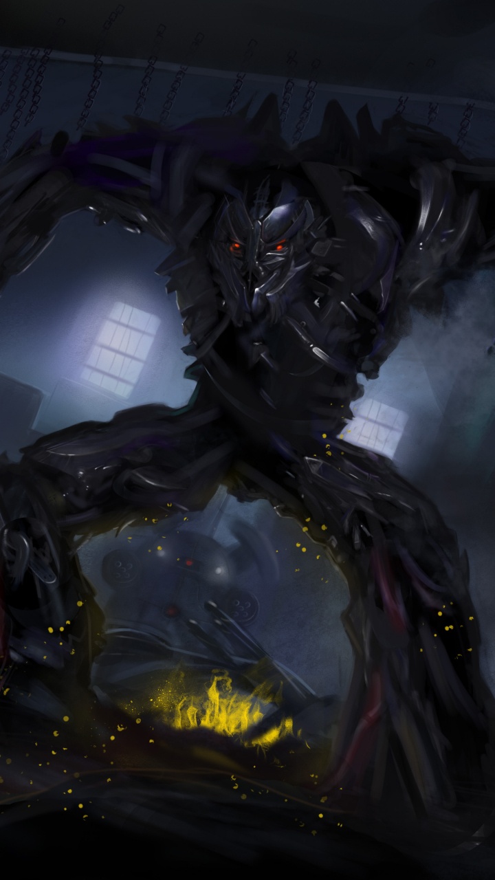 Обои Мегатрон, трансформеры, Десептикон, рисование, темнота в разрешении 720x1280