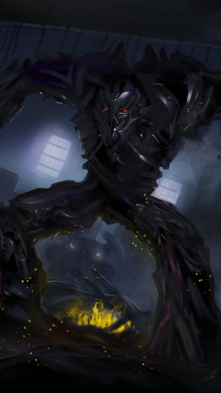 Обои Мегатрон, трансформеры, Десептикон, рисование, темнота в разрешении 750x1334