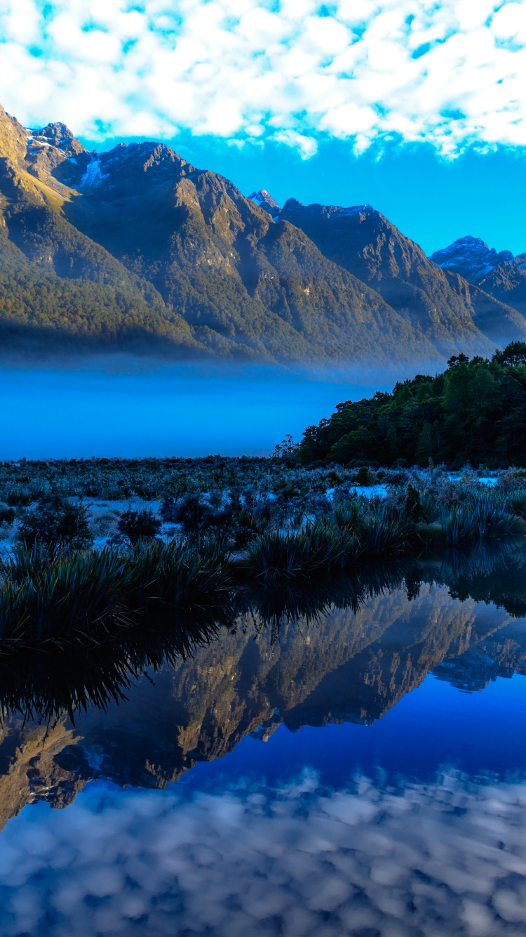 Обои природа, природный ландшафт, гора, отражение, горный рельеф в разрешении 750x1334